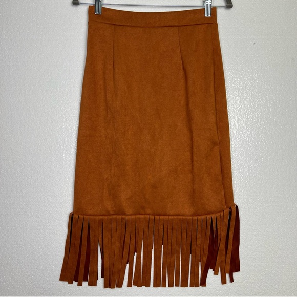Western fringe brown skirt size S - Picture 2 of 3